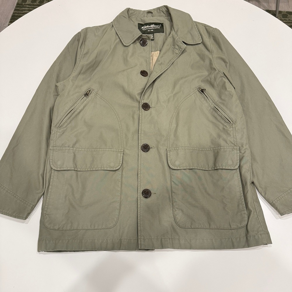Eddie Bauer Authentic Outdoor Outfitter Green Cotton Nylon Field Jacket Mens L